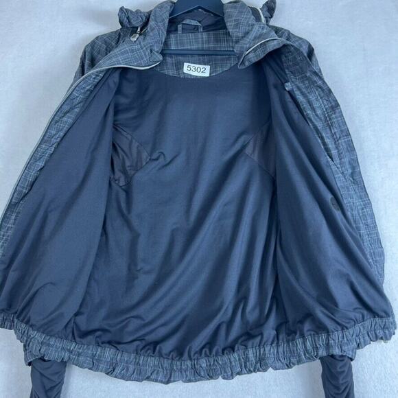 Lululemon Jacket Womens 4 33" Run Hustle Gray Plaid Hood Reflective Thumb Hole - Picture 10 of 10